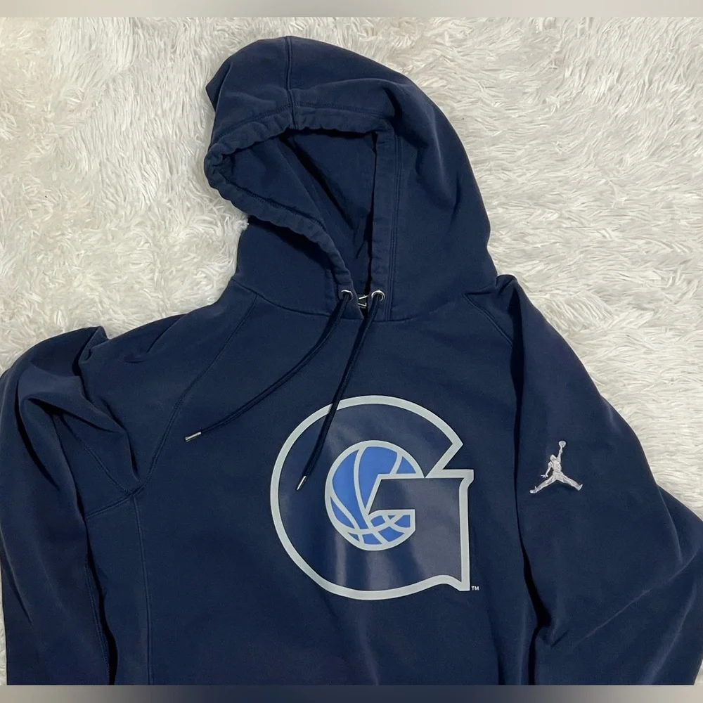 Jordan Elite Georgetown Hoyas Hoodie Navy Blue Men’s Large Basketball Pullover